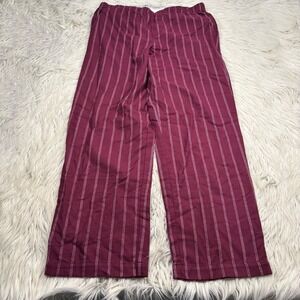 NWOT Gap Body Women's M Burgundy Stripe Straight Leg Flannel Pajama Pant Classic